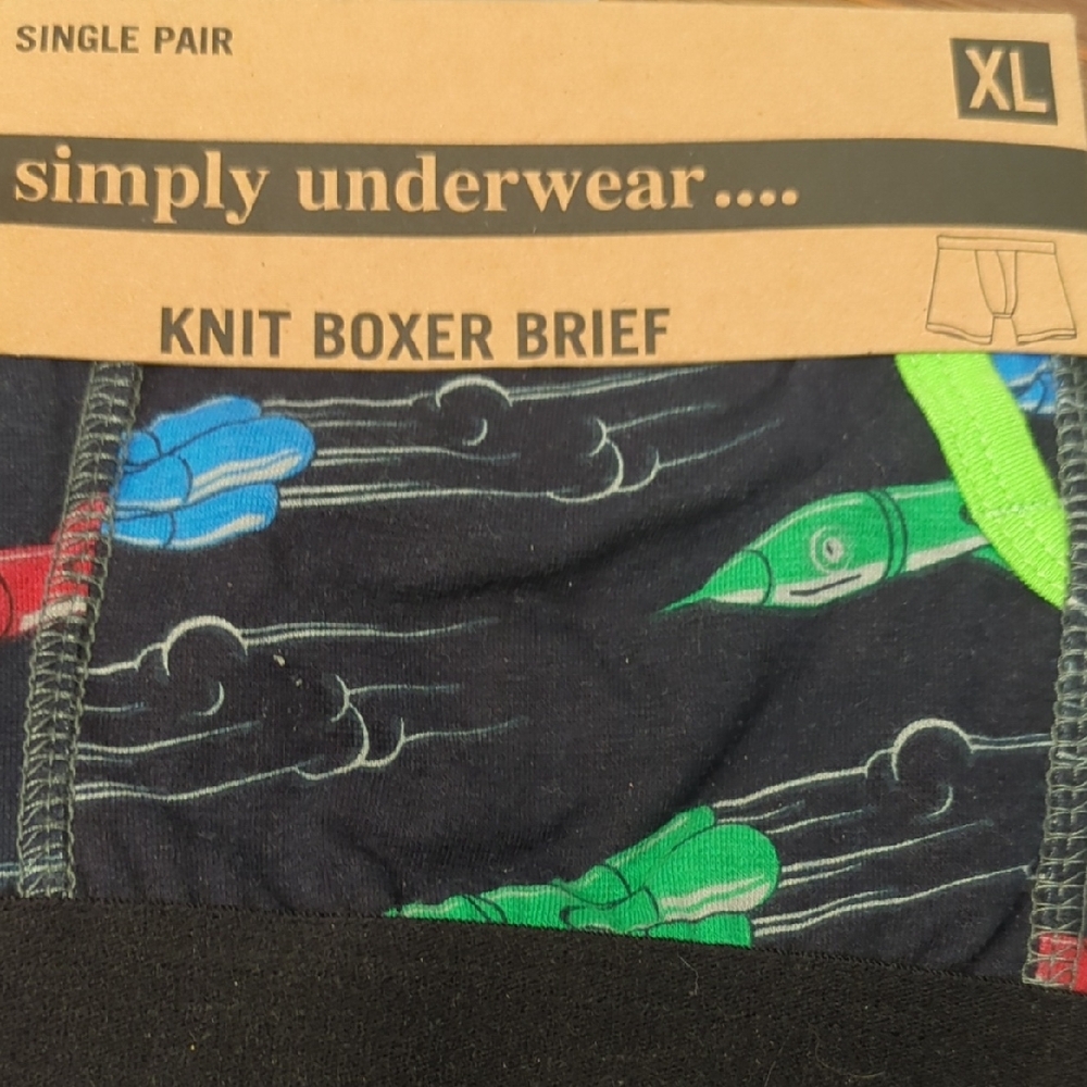Men's Knit Boxer Briefs - Black and Green - Picture 3 of 6
